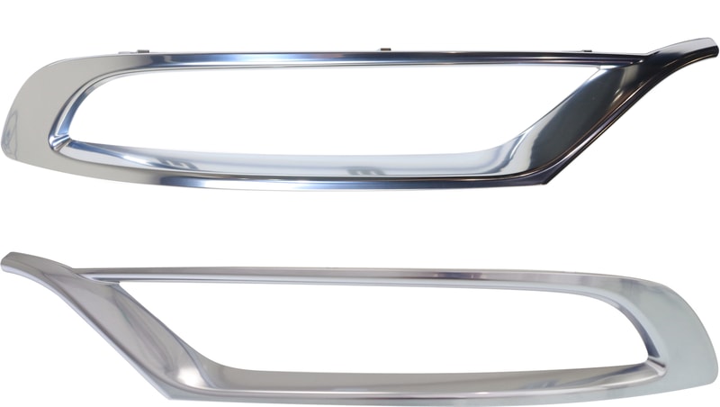 Front Bumper Molding Pair/Set for Chrysler 300, 2015-2022, Right (Passenger) and Left (Driver) Outer, Center Applique, Platinum Replacement
