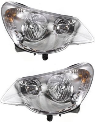 Headlight Assembly Pair/Set for 2007-2010 Chrysler Sebring, Right (Passenger) and Left (Driver), Halogen Type 1, Ideal for Convertible/Sedan - Direct Replacement