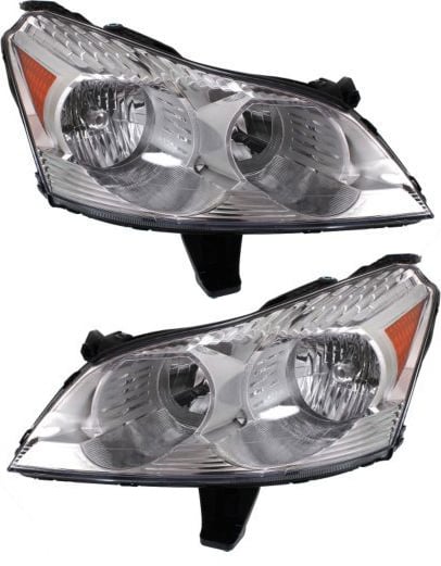 Headlight Assembly Pair/Set for Chevrolet Traverse 2009-2012, Right (Passenger) and Left (Driver), Composite, Halogen, LS/LT Models, Replacement