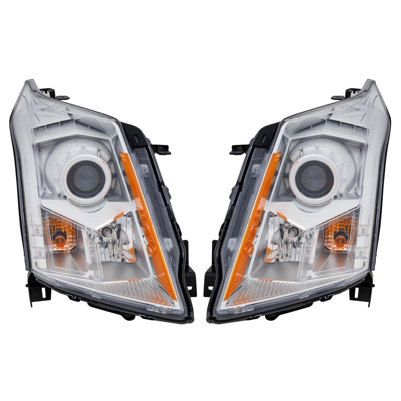 Headlight Assembly for Cadillac SRX 2010-2012 Base/Luxury Models, Right (Passenger) and Left (Driver), Halogen, Replacement Pair/Set