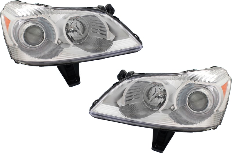 Headlight Assembly Pair/Set for 2009-2012 Chevrolet Traverse LTZ Model, Right (Passenger) and Left (Driver), Composite, Halogen, Replacement