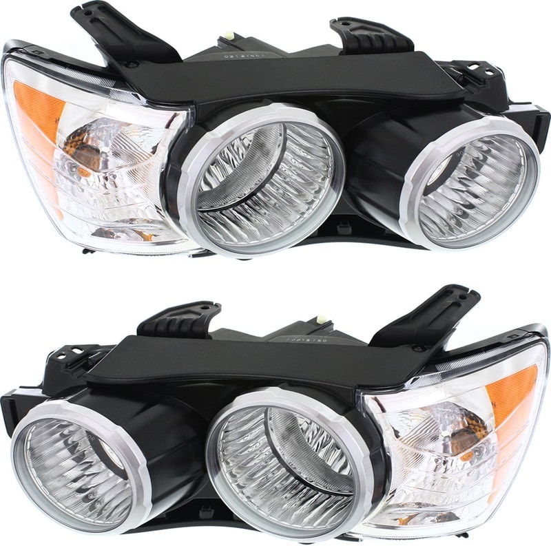Pair/Set - Headlight Assembly for 2014-2015 Sonic Sedan, Right (Passenger) and Left (Driver), Halogen, with Dusk Package, Replacement