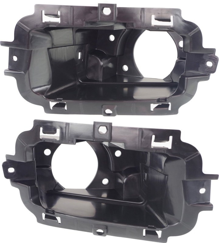 Fog Light Bracket Pair/Set for 2014-2015 Chevrolet Silverado 1500, Right (Passenger) and Left (Driver), Textured Black, with or without Impact Bar Skid Plate, Replacement