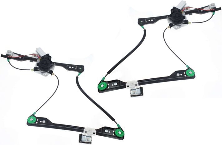 Front Window Regulator Pair/Set for Chrysler 300 (2005-2010) and Charger (2006-2010), Right (Passenger) and Left (Driver), with Power Motor, High Current, Without One-Touch (2-Pin Plug) Replacement