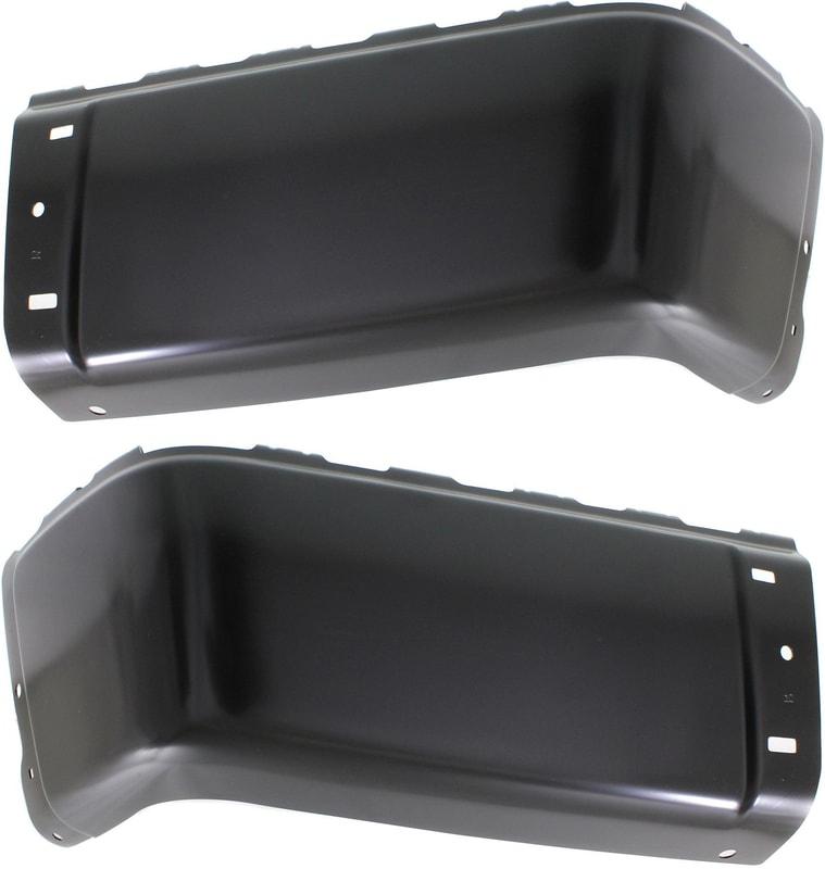 Black Steel Rear Bumper End Pair/Set for Chevrolet Sierra/Silverado Fullsize Pickup 2007-2013 without Sensor Holes, Fits 2007 Non Classic, Right (Passenger) and Left (Driver) Replacement