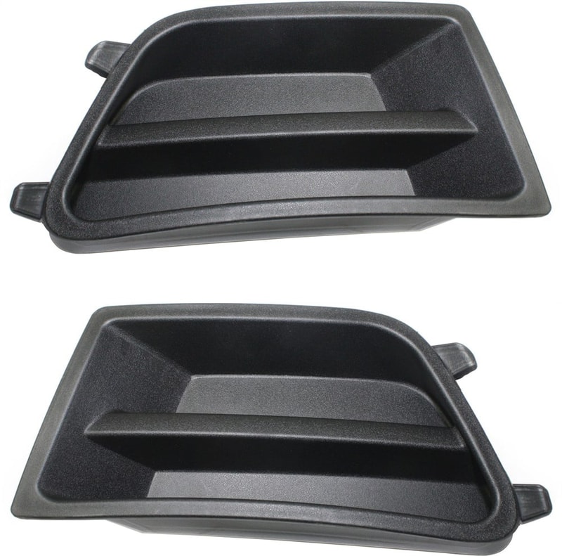 Front Fog Light Cover Pair/Set for 2010-2012 Ford Mustang, Right (Passenger) and Left (Driver), Textured Black, without Fog Light Hole, Replacement