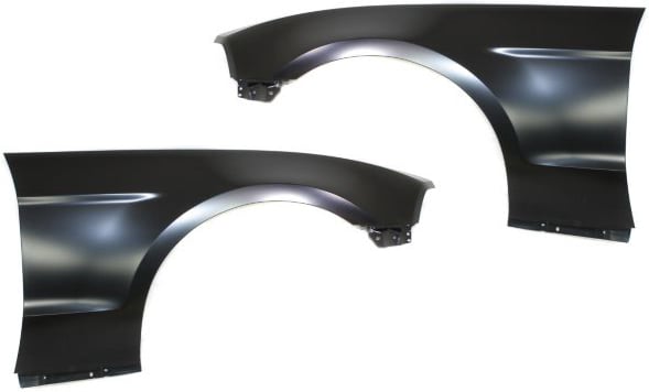 Front Fender Pair/Set for Ford Mustang 2010-2014, Right (Passenger) and Left (Driver), Primed (Ready to Paint), without Wheel Opening Molding Holes, Replacement
