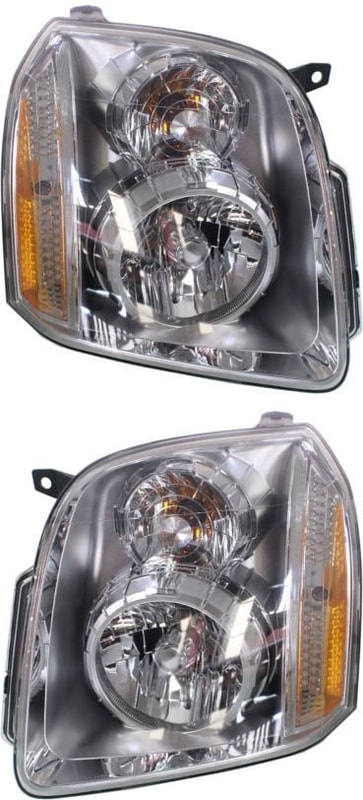Pair/Set - Headlight Assembly for GMC Yukon 2007-2014, Right (Passenger) and Left (Driver), Halogen, Denali Model Replacement