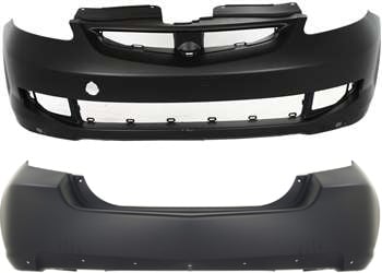 Front and Rear Bumper Cover Set for 2007-2008 Honda Fit Sport Model, Primed (Ready to Paint) Replacement