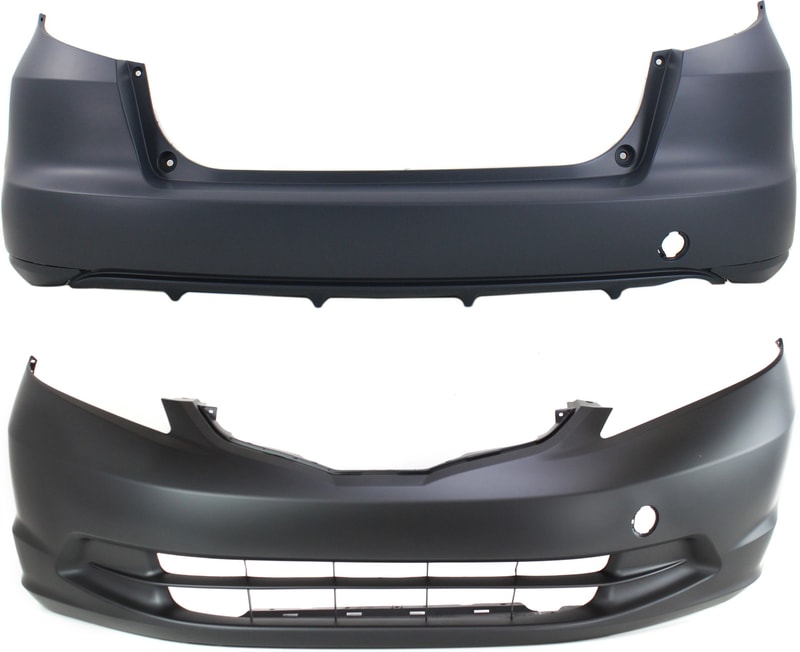 Front and Rear Bumper Cover Set for Honda Fit Base/DX/LX Models 2009-2014, Primed (Ready to Paint), Replacement