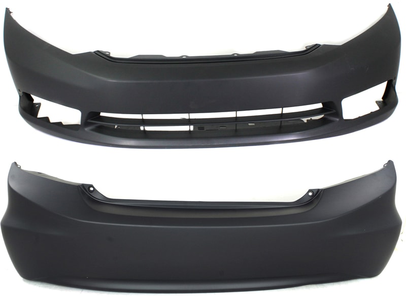 Front and Rear Bumper Cover Set for Honda Civic Sedan 2012-2012, Primed (Ready to Paint), Compatible with EX, EX-L, Si Models Replacement