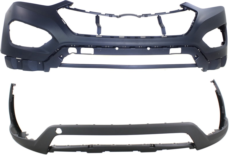 Front Bumper Cover Set for Hyundai Santa Fe/Santa Fe XL 2013-2016, Upper and Lower Set of 2, Excluding Sport Model, Replacement