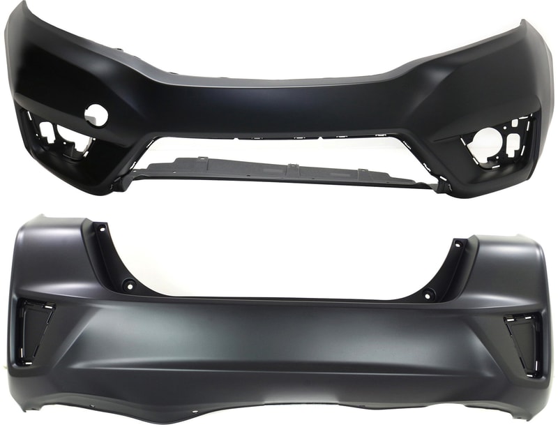 Front and Rear Bumper Cover Set for 2015-2017 Honda Fit, Primed (Ready to Paint), Built in Mexico, Replacement