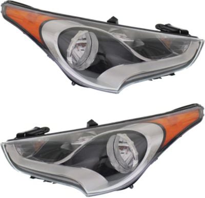 Headlight Assembly for Hyundai Veloster 2012-2017, Right (Passenger) and Left (Driver), Halogen, Standard Type, Non-Turbo Replacement Pair/Set