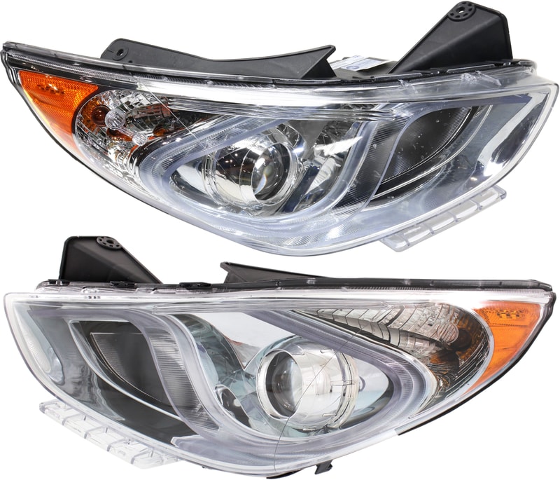 Headlight Assembly for Hyundai Sonata Sedan 2011-2015, Right (Passenger) and Left (Driver), Halogen, Replacement Pair/Set