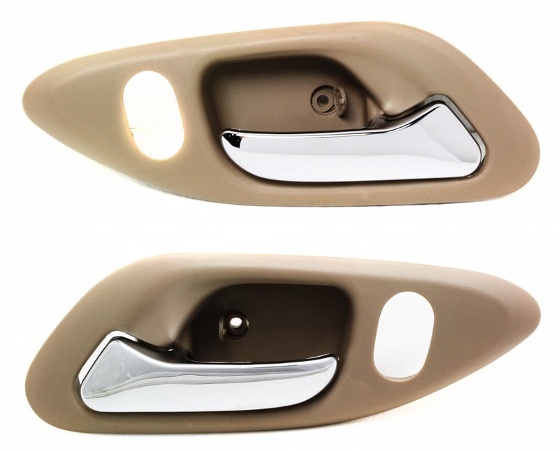 Front Door Handle Inside Pair/Set for 1998-2002 Honda Accord, Right (Passenger) and Left (Driver), Chrome Beige, Coupe Replacement