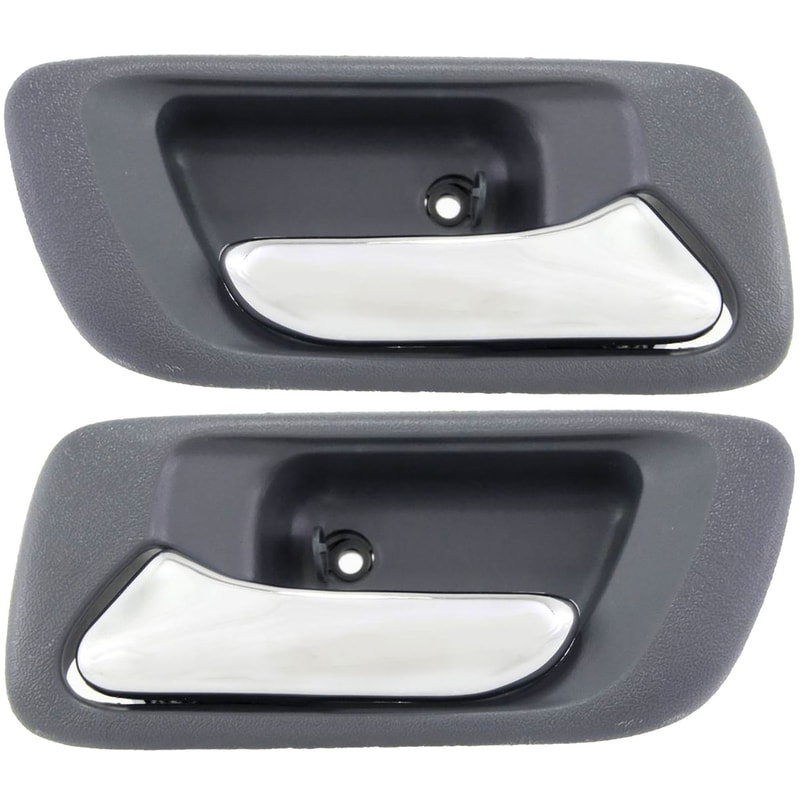 Rear Door Handle Pair/Set for 1998-2002 Honda Accord, Right (Passenger) and Left (Driver), Inside Handle with Chrome Lever and Gray Housing, Sedan, Without Hole, Replacement