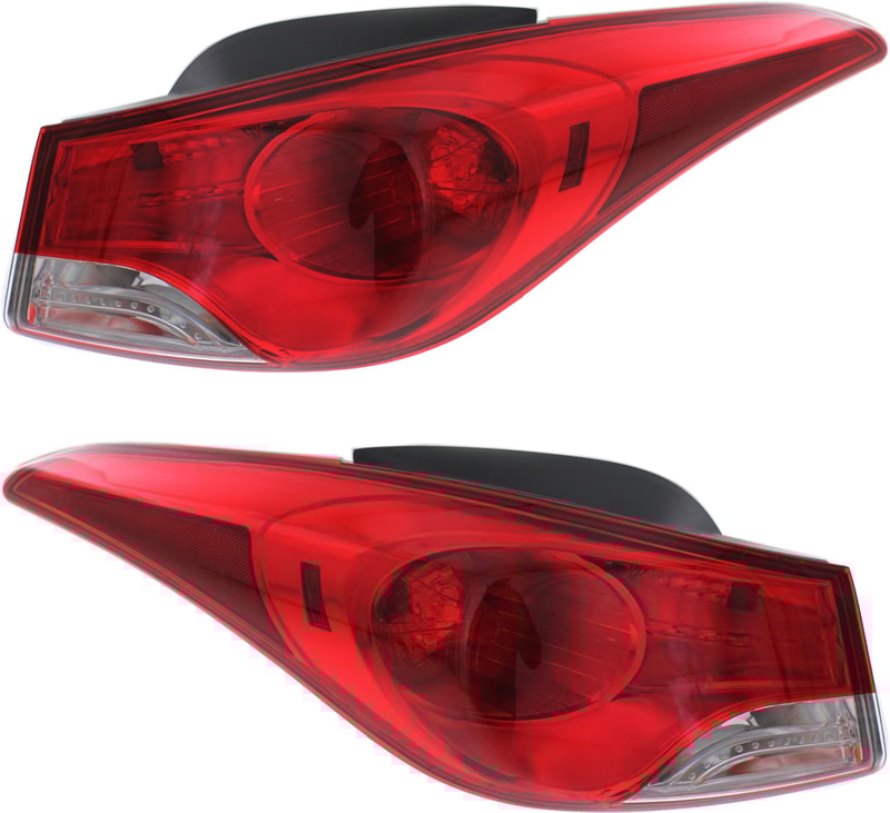 Pair/Set - Tail Light Assembly for 2011-2013 Hyundai Elantra Sedan, Right (Passenger) and Left (Driver) Outer Halogen Lights, USA Built Vehicle Replacement