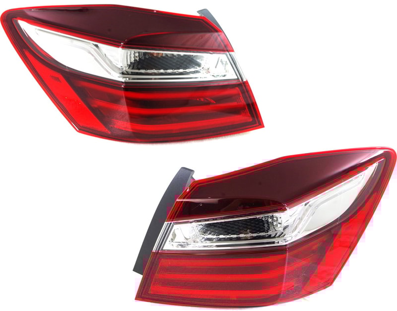 Pair/Set - Tail Light Assembly for 2016-2017 Honda Accord Sedan, Right (Passenger) and Left (Driver), Outer, Excludes Hybrid Model, Replacement Set