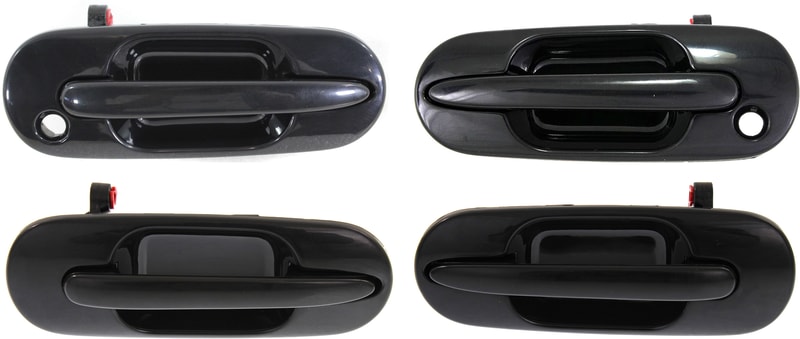 Exterior Front and Rear Door Handle Pair/Set for Honda CR-V 1997-2001, Right (Passenger) and Left (Driver), Smooth Black Replacement