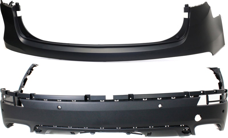Rear Bumper Cover Set for Hyundai Santa Fe/Santa Fe XL 2013-2016, Upper and Lower Set of 2, with Parking Aid Sensor Holes and Blind Spot Detection, Excludes Sport Model, Replacement