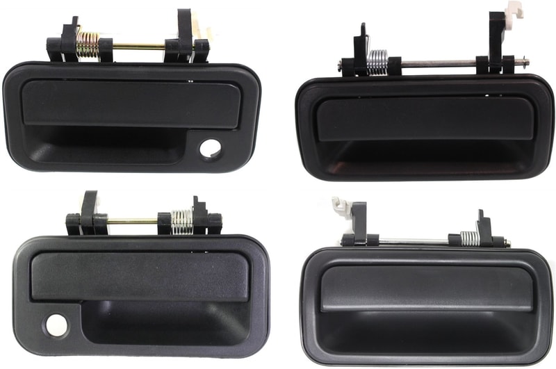 Exterior Door Handle Pair/Set for Honda Passport 1998-2002, Isuzu Rodeo 1998-2004, Front and Rear, Right (Passenger) and Left (Driver), Textured Black Replacement