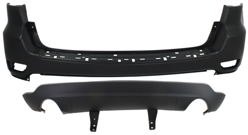 Upper and Lower Rear Bumper Cover Set for Jeep Grand Cherokee 2011-2021, Set of 2, Excludes SRT/SRT-8 Models - Replacement