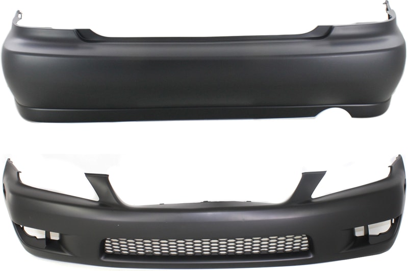 Front and Rear Bumper Cover Set for Lexus IS300 2001-2005 Sedan, Primed (Ready to Paint), Replacement