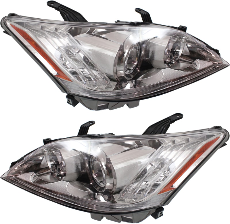 Headlight Pair/Set for Lexus ES350 2010-2011, Right (Passenger) and Left (Driver) Side, Lens and Housing, Halogen, Replacement