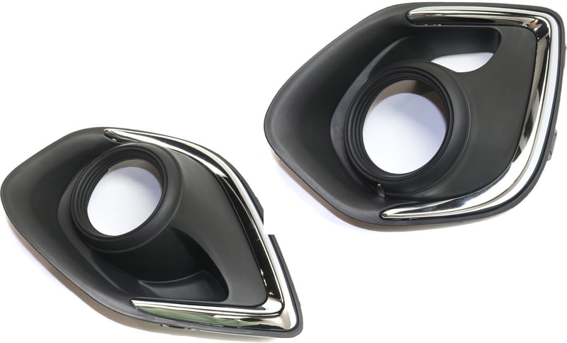 Front Fog Light Molding Pair/Set for Mitsubishi Outlander Sport/RVR 2013-2015, Right (Passenger) and Left (Driver), Chrome, Without LED Daytime Running Light, Replacement