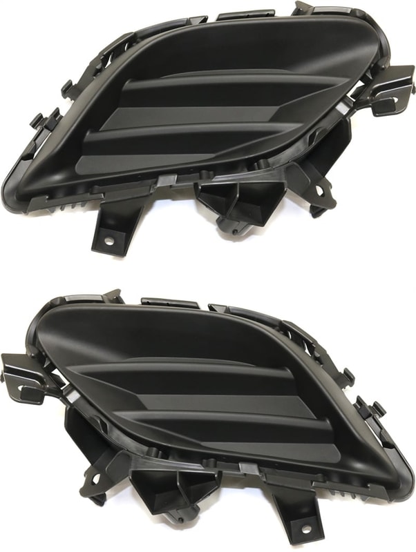 Front Fog Light Cover for Mazda 6 (2014-2017), Textured Black, Right (Passenger) and Left (Driver), Without Fog Light Hole and LED lights, Replacement Pair/Set