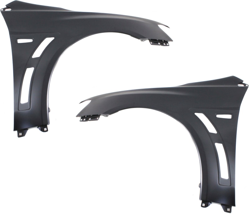 Front Fender Pair/Set for Mitsubishi Lancer Evolution Model 2008-2015, Right (Passenger) and Left (Driver), Primed (Ready to Paint), Steel Replacement