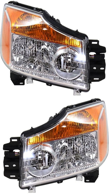 Headlight Assembly for 2008-2015 Titan, Right (Passenger) and Left (Driver), Halogen, Replacement Pair/Set