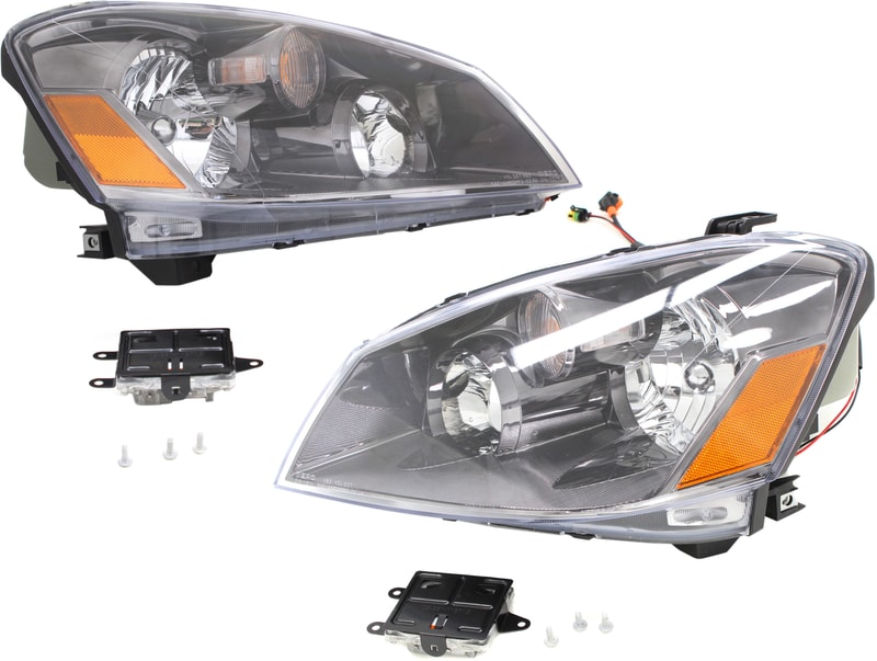 Headlight Assembly for 2005-2006 Nissan Altima, Right (Passenger) and Left (Driver), HID/Xenon, with HID Pair/Set, Excluding 2006 SE-R Model, Replacement