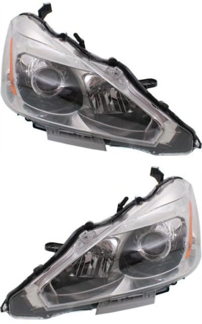 Headlight Assembly for 2013-2015 Nissan Altima Sedan, Right (Passenger) and Left (Driver), Halogen, Excluding SL Model 3.5L Engine, Replacement Pair/Set