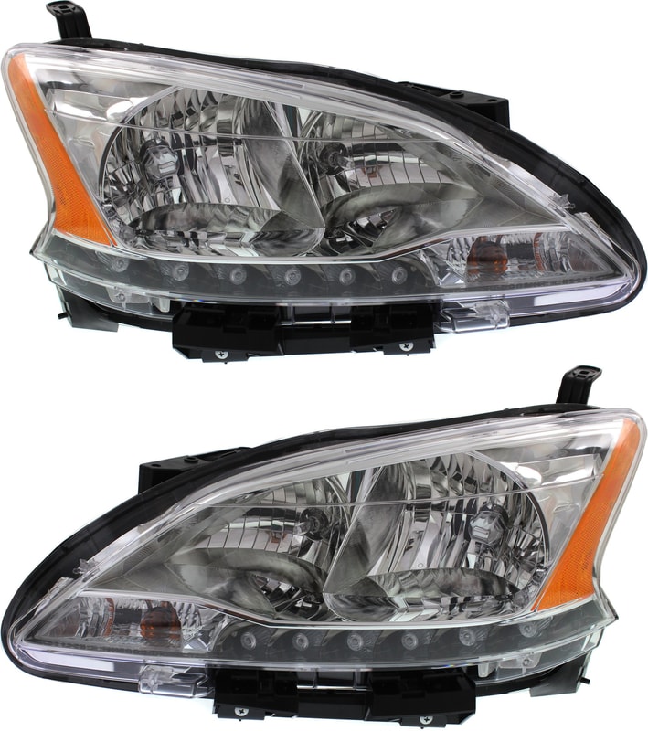 Headlight Assembly for 2013-2015 Nissan Sentra, Right (Passenger) and Left (Driver), Halogen, Replacement Pair/Set