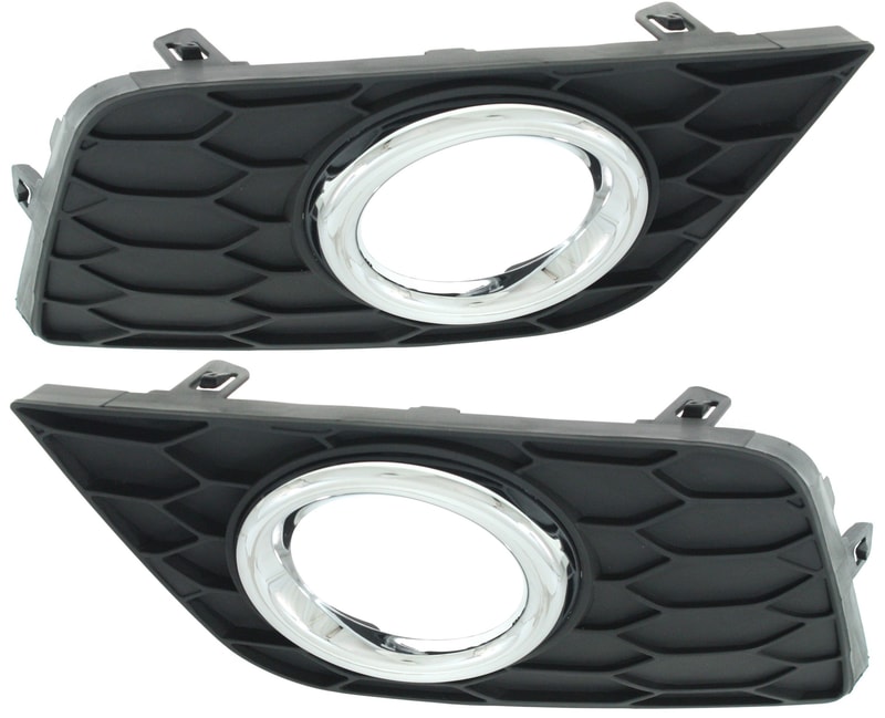 Front Fog Light Molding Pair/Set for Nissan Sentra 2016-2019, Right (Passenger) and Left (Driver), Textured, Excluding Nismo Model - Replacement