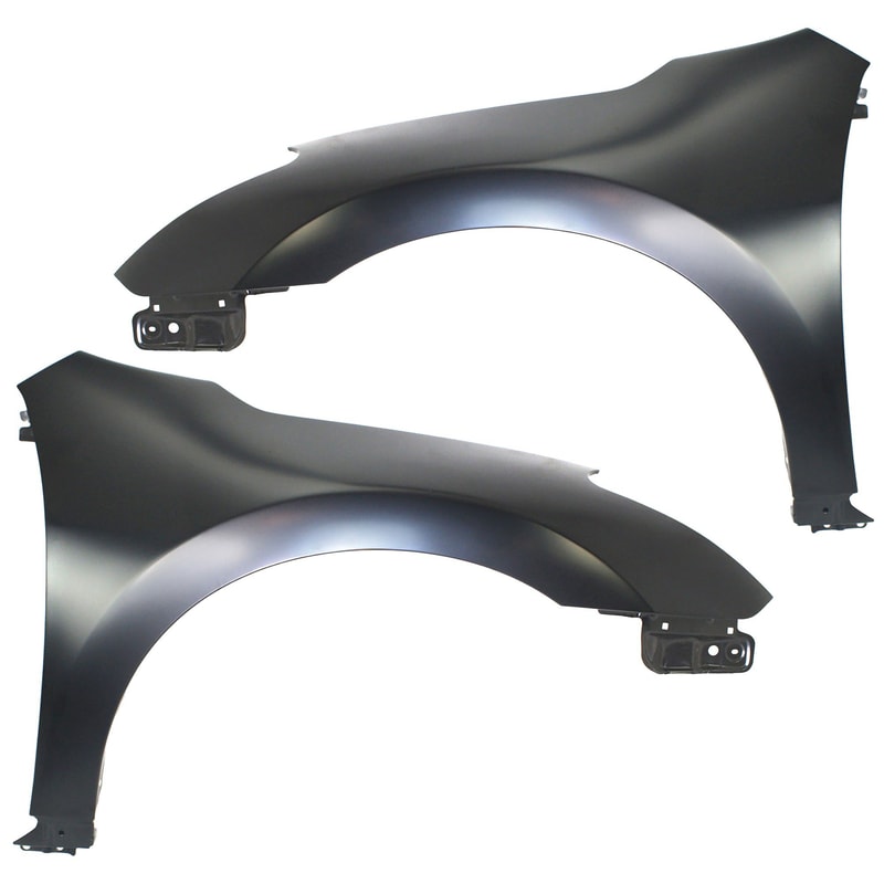 Front Fender Pair/Set for 2008-2013 Nissan Altima Coupe, Right (Passenger) and Left (Driver), Primed (Ready to Paint), Steel, Replacement