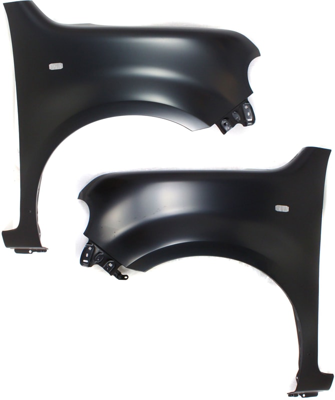 Front Fender Pair/Set for 2009-2011 Nissan Cube Krom Model, Right (Passenger) and Left (Driver), Primed (Ready to Paint), With Molding Hole, Replacement