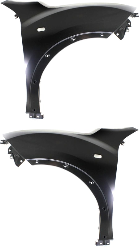 Front Fender Pair/Set for Nissan JUKE 2011-2013, Right (Passenger) and Left (Driver), Primed (Ready to Paint), with Side Marker Light and Fender Flare Holes Replacement