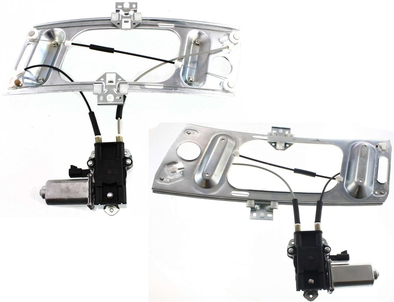 Front Window Regulator Pair/Set for Chevrolet Monte Carlo 2000-2007, Pontiac Grand Prix 1997-2002, Right (Passenger) and Left (Driver), Power with Motor, Replacement