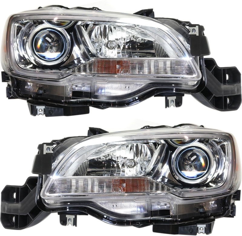 Headlight Assembly Pair/Set for Subaru Legacy/Outback 2015-2017, Right (Passenger) and Left (Driver), Chrome Interior, Replacement