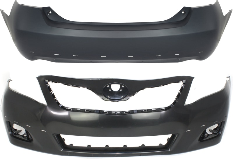 Front and Rear Bumper Cover Set for 2007-2011 Toyota Camry, Primed (Ready to Paint), 6 Cylinder, SE Model, USA Built, Replacement