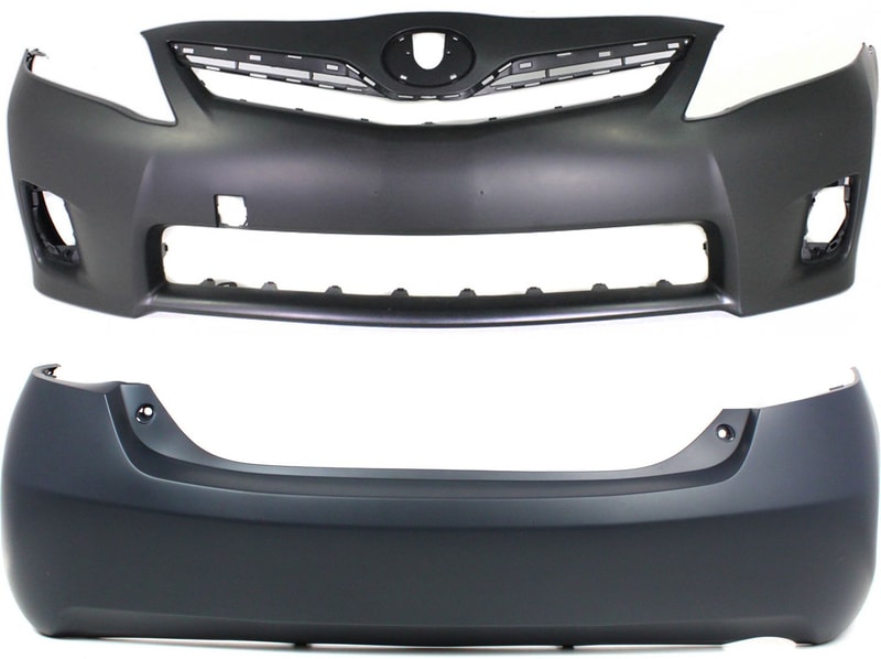 Front and Rear Bumper Cover Set for 2010-2011 Toyota Camry, Primed (Ready to Paint), Designed for Hybrid Model, Japan Built, Suitable as Replacement