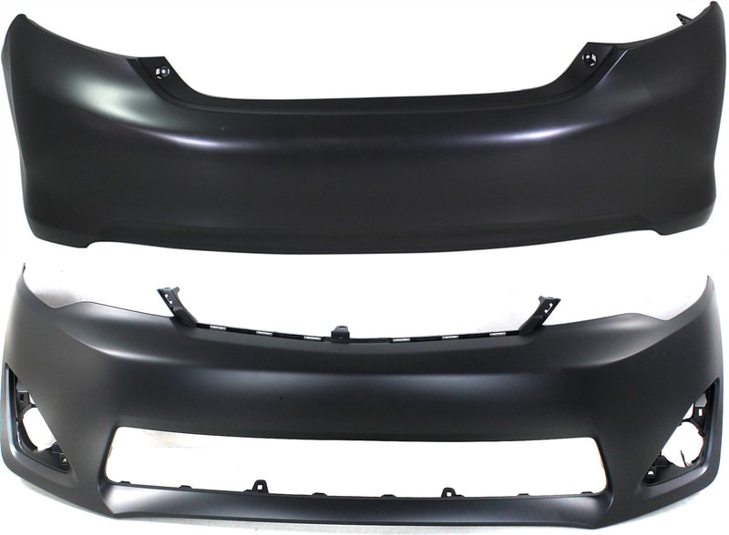 Front and Rear Bumper Cover Set for 2012-2014 Toyota Camry, Primed (Ready to Paint), fits L (Luxury), LE (Luxury Edition), XLE (Executive Luxury Edition), and Hybrid Models, Replacement