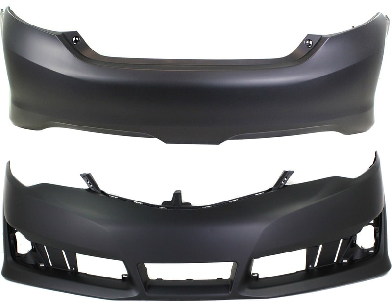 Front and Rear Bumper Cover Set for 2012-2014 Toyota Camry, Primed (Ready to Paint), Suitable for SE & SE Sport Models, Replacement