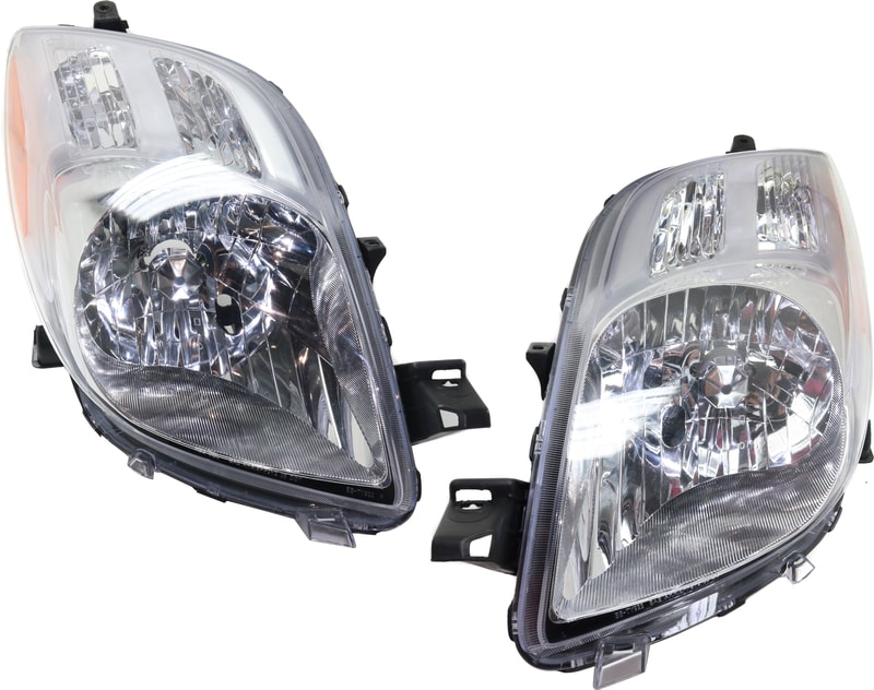 Headlight Pair/Set for 2007-2008 Toyota Yaris Hatchback, Includes Right (Passenger) and Left (Driver) Lights, Lens and Housing Replacement