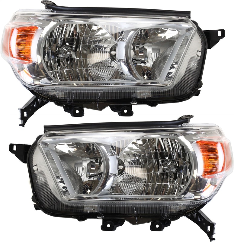 Headlight Pair/Set for Toyota 4Runner 2010-2013, Right (Passenger) and Left (Driver), Lens and Housing, SR5 without Trail Package/Limited Models Replacement