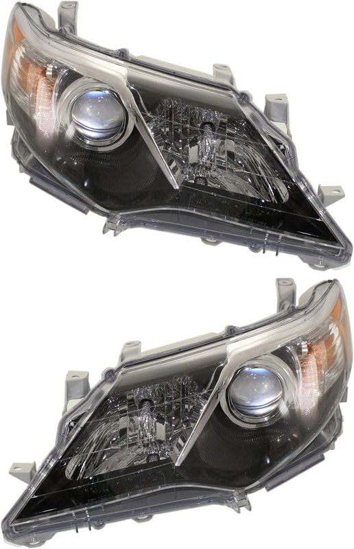 Pair/Set - Headlight Assembly for Toyota Camry 2012-2014, Right (Passenger) and Left (Driver), Halogen, SE/Sport Models Replacement