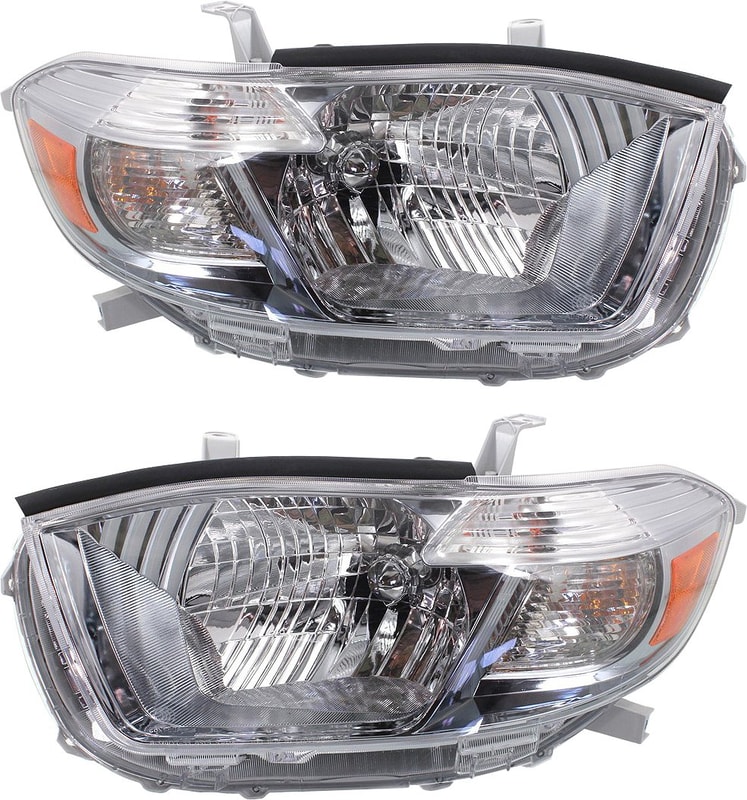 Headlight Pair/Set for Toyota Highlander 2011-2013, Right (Passenger) and Left (Driver), Replacement